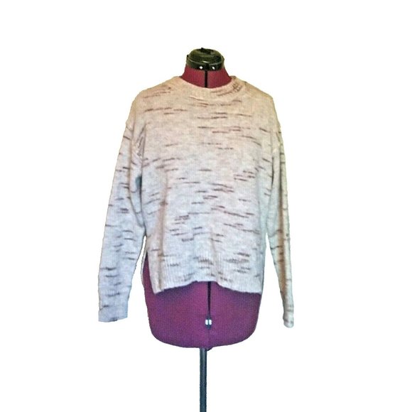 Max Studio Womens Sweater Size XS Oatmeal Crew Neck Side Split - Picture 1 of 4